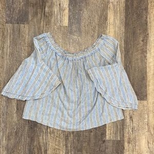 Lucky Brand Blue/White Off Shoulder Top Size XL